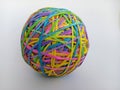 Colorful bright elastics ball on a white background