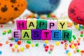 Colorful bright Happy Easter text