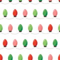 Colorful Bright Holiday Christmas and New Year Intertwined String Lights Stripes Background Vector Seamless Pattern Royalty Free Stock Photo