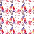 Colorful bright lovely comfort summer pattern of beach flip flops red crabs pastel cute seashells watercolor