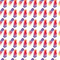 Colorful bright lovely comfort summer pattern of beach yellow orange pink red blue purple flip flops watercolor Royalty Free Stock Photo