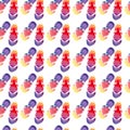 Colorful bright lovely comfort summer pattern of beach yellow orange pink red blue purple flip flops watercolor Royalty Free Stock Photo