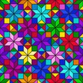 Colorful bright mosaic seamless pattern of multicolored squares, rhombuses and triangles Royalty Free Stock Photo