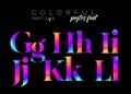 Colorful Bright Neon Typeset. Electric Pink, Purple, Blue Colors