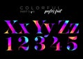 Colorful Bright Neon Typeset. Electric Pink, Purple, Blue Colors