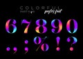 Colorful Bright Neon Typeset. Electric Pink, Purple, Blue Colors