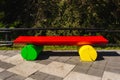 Colorful bright park bench, colorful outdoor park bench design