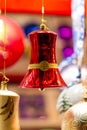 Colorful bright red Christmas bell ornament Royalty Free Stock Photo