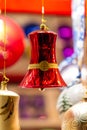 Colorful bright red Christmas bell ornament Royalty Free Stock Photo