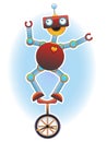 Colorful Bright Robot balancing on unicycle