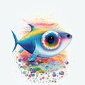 Surreal colorful shark with big eye. Generative AI