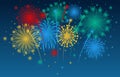 Colorful Brightly Beautiful Fireworks Abstract Background Vector Illustration