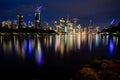 Colorful Brisbane River City Night Lights and Sky Scrapers Royalty Free Stock Photo