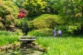 Colorful British castle garden in Sussex, England