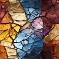 Colorful broken glass mosaic in dish-shaped frame (tiled)