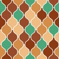 Colorful brown abd green arabic traditional quatrefoil seamless pattern, vector Royalty Free Stock Photo