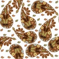 Colorful brown Paisley seamless pattern and seamless pattern in