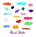 Colorful brush stroke set. Red, green, blue, teal, yellow, violet, color brush stroke Royalty Free Stock Photo