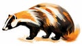 Colorful Brushwork: A Badger Graphic Art In Elongated Forms