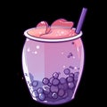 Colorful bubble friut tea in cartoon style