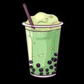 Colorful bubble friut tea in cartoon style