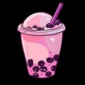 Colorful bubble friut tea in cartoon style