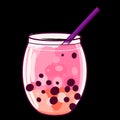 Colorful bubble friut tea in cartoon style