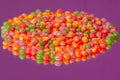 Colorful jelly beans gum spilling. Macro with shallow dof.