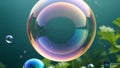 Colorful of bubble in nature generate ai Royalty Free Stock Photo