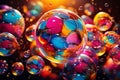 Colorful bubble pop art. a vibrant and eye-catching painting of colorful bubbles - pop art concept