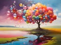 Colorful bubble tree with rainbow colors