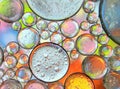 colorful bubbles abstract background, Oil bubbles in transparent liquid backdrop Royalty Free Stock Photo