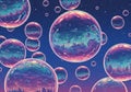 Colorful bubbles float against a starry night sky, with each bubble reflecting Royalty Free Stock Photo