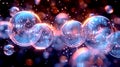 Bubbles sparkle in a vibrant dance of light and color in a dark background Royalty Free Stock Photo