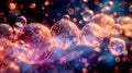 Colorful bubbles floating through a galaxy of shimmering lights Royalty Free Stock Photo
