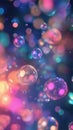 Colorful Bubbles Floating in a Vibrant Background With Lights in Various Shades. Royalty Free Stock Photo