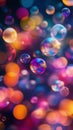 Colorful Bubbles Floating in a Vibrant Background With Lights in Various Shades Royalty Free Stock Photo