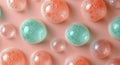 Colorful bubbles forming a gradient pattern on a pastel pink background Royalty Free Stock Photo
