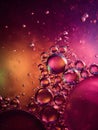 Colorful bubbles rise through liquid during an artistic experiment showcasing vibrant hues and textures Royalty Free Stock Photo