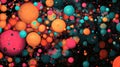 Colorful bubbles set against a unique abstract background with black space for text, great for use on websites and in Royalty Free Stock Photo