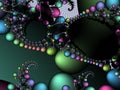 Colorful bubbles shapes contrasts lights, sparkling petals, fractal, abstract background