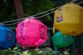 Colorful Buddha birthday lanterns at Namsangol Hanok Village in Seoul South Korea