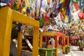 Colorful buddhism prayer flags in Mahakal temple Royalty Free Stock Photo