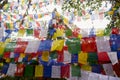 Colorful buddhism prayer flags in Mahakal temple