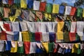 Colorful buddhism prayer flags on the Observatory hill in Darjeeling