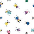 Colorful bugs seamless pattern Royalty Free Stock Photo