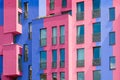 Colorful building facade - multi colored house exterior