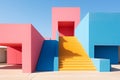 Colorful building with stairs leading up to it Royalty Free Stock Photo