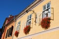 Colorful building on the street, Sibiu, Romania Royalty Free Stock Photo