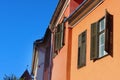 Colorful building on the street, Sibiu, Romania Royalty Free Stock Photo